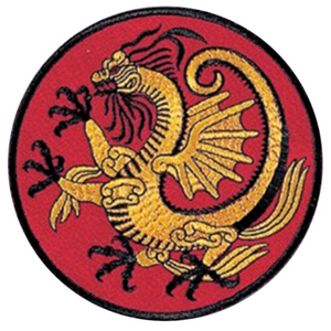 Red plate with golden dragon
